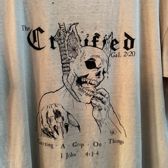 Vintage 1989 The Crucified Getting A Grip On Things T Shirt L Hardcore Thrash - Picture 2 of 9
